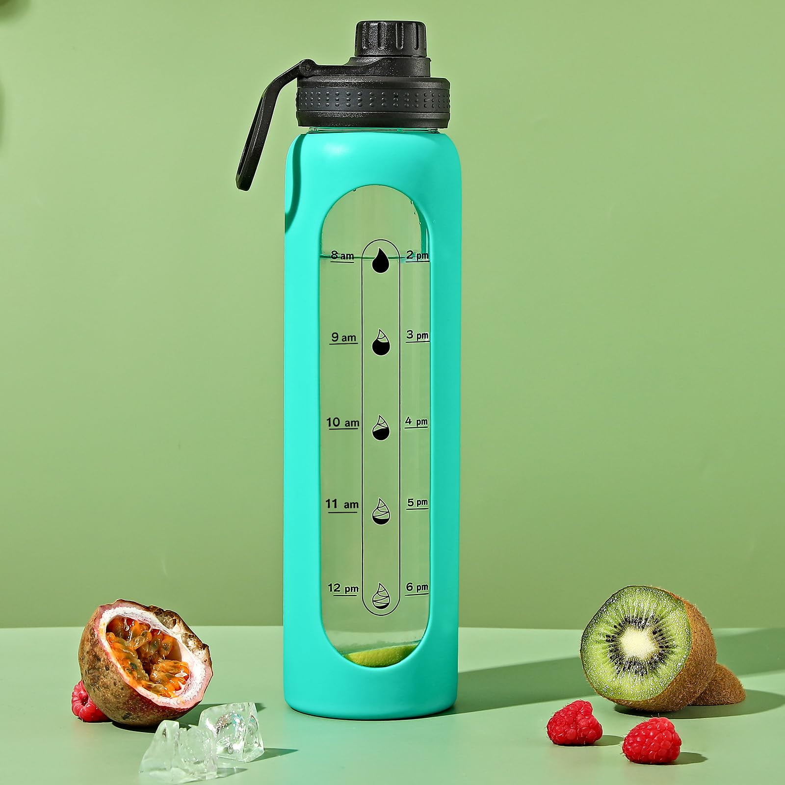 475ml Multi-Color Glass Water Drinking Bottle Silicone Sleeve Cup