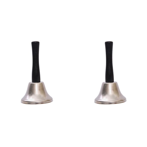 2X Campana de Mano de Acero Dorado, Alarma de Campana de Llamada Fuerte, Amores Familiares, Campanas de Mano Musicales, Campanas de Vaca con Agarre de -B