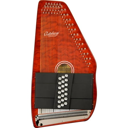 Oscar Schmidt 21 Chord Classic Autoharp, Quilted Maple Top, Trans Red, OS12CQTR