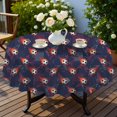 thumbnail image 4 of Football and Flame Navy Pattern Round Tablecloth 70"x70", Wrinkle Resistant Wipeable Table Cover for Kitchen Dining Room Picnic Patio and Party, 4 of 6