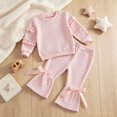 thumbnail image 4 of XAOFW Baby Girl Outfits Pleated Long Sleeve Crewneck Tops And Bowknot Pants Toddler Kids Autumn Cute Clothes Sets 12-18 Months, 4 of 5