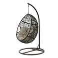 Casey Outdoor Wicker Hanging Basket Chair with Cushions and Iron Base