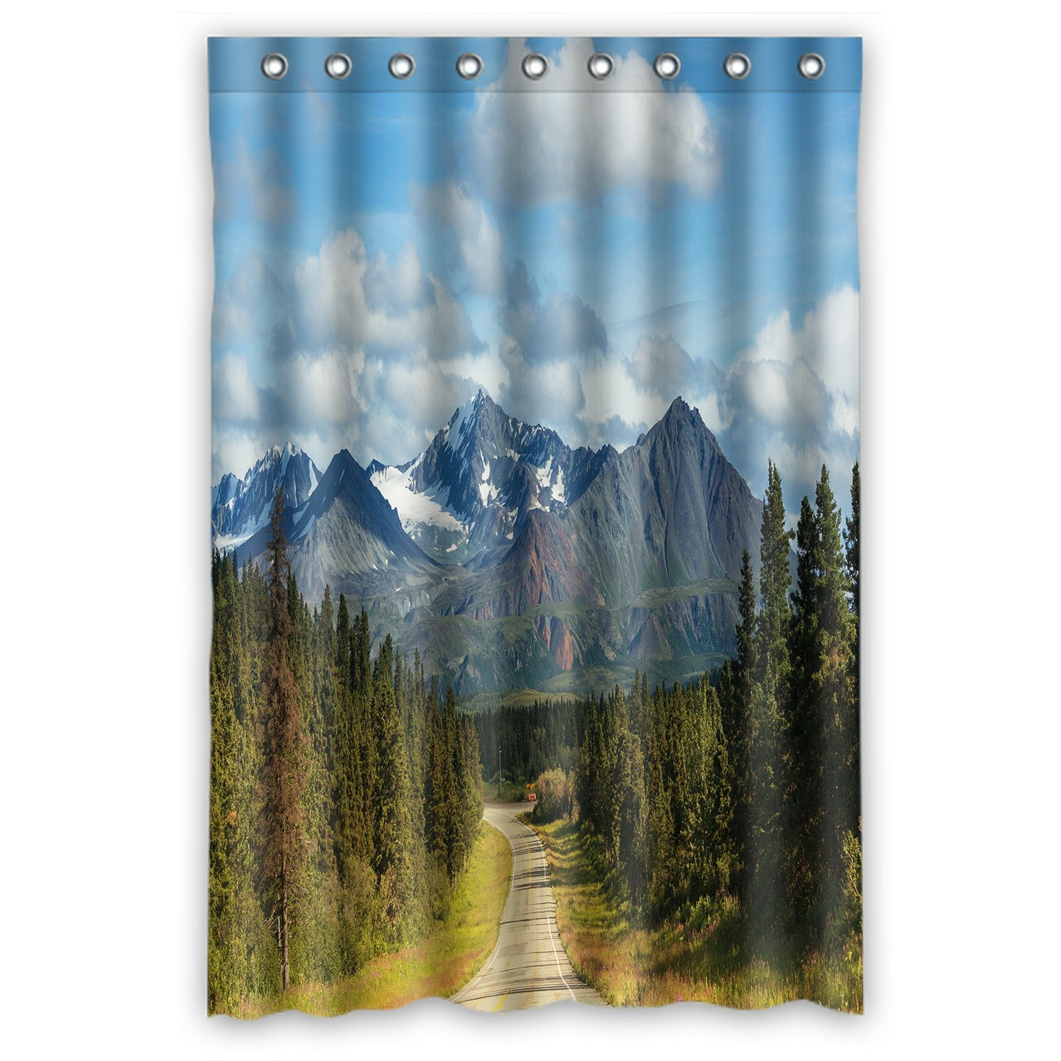 PHFZK Snowy Landscape Shower Curtain, Adventure Mountains in Alaska and