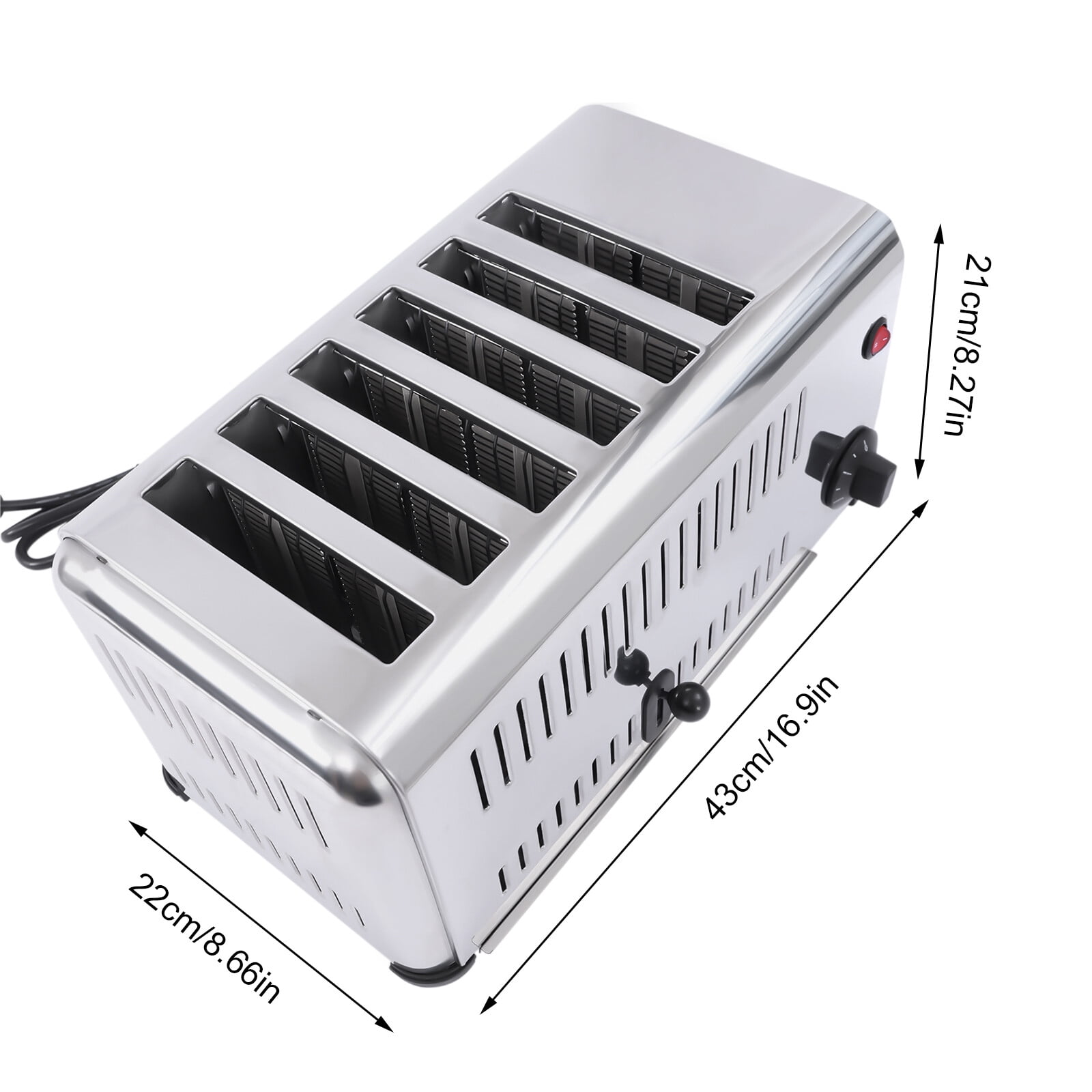 6 Slices Commercial Toaster Pop-Up Electric Stainless Steel Toaster Countertop Breakfast Bread Baking Making Machine 110V 1680W