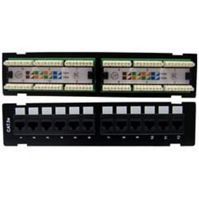 Wall Mount 12 Port Cat 5e Patch Panel 110 Type 568A 568B Compatible 10 inch