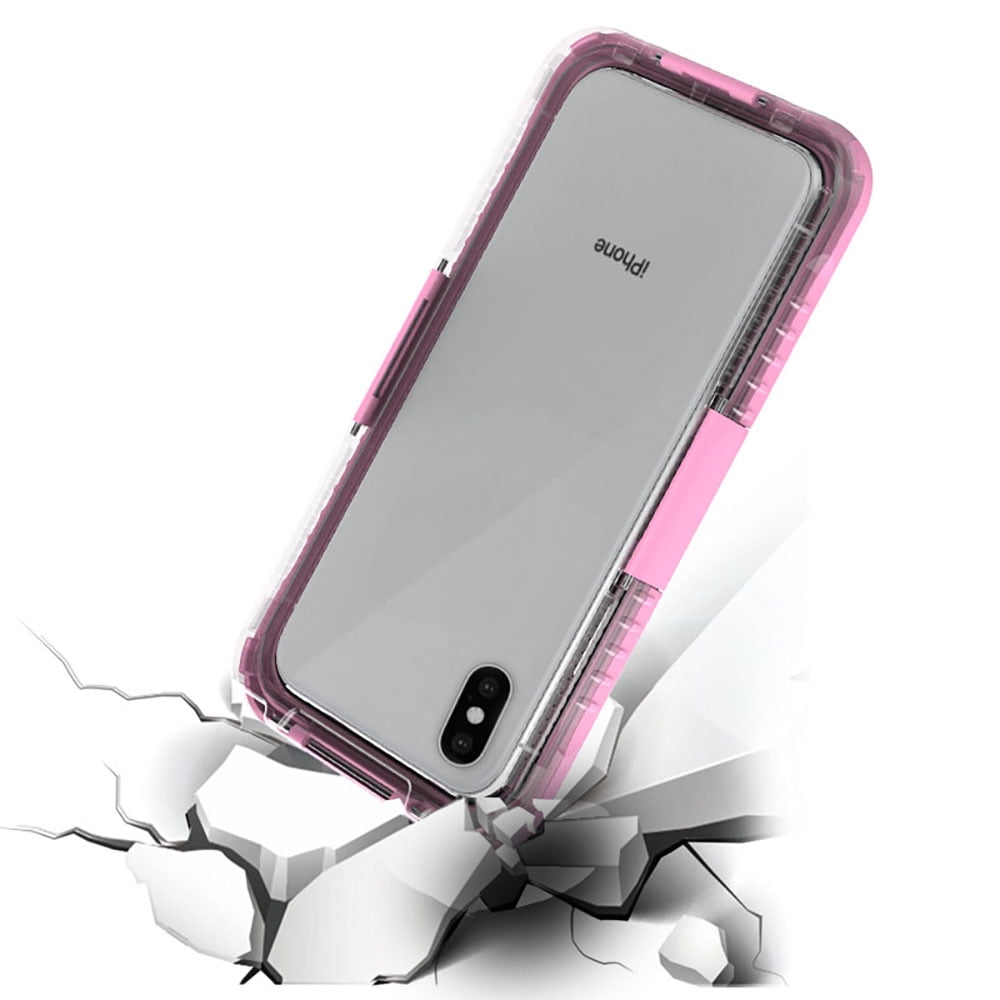 Premium Waterproof Sealed Hard Case for Apple iPhone XS Max with Plastic Screen Cover For Swimming, Camping, Outdoor Use (Pink)