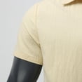thumbnail image 3 of Men Solid Button Down Beach Shirts Short Sleeve Loose Tops Holiday Blouse Tee Handsome Casual Shirt Beige 3XL, 3 of 6