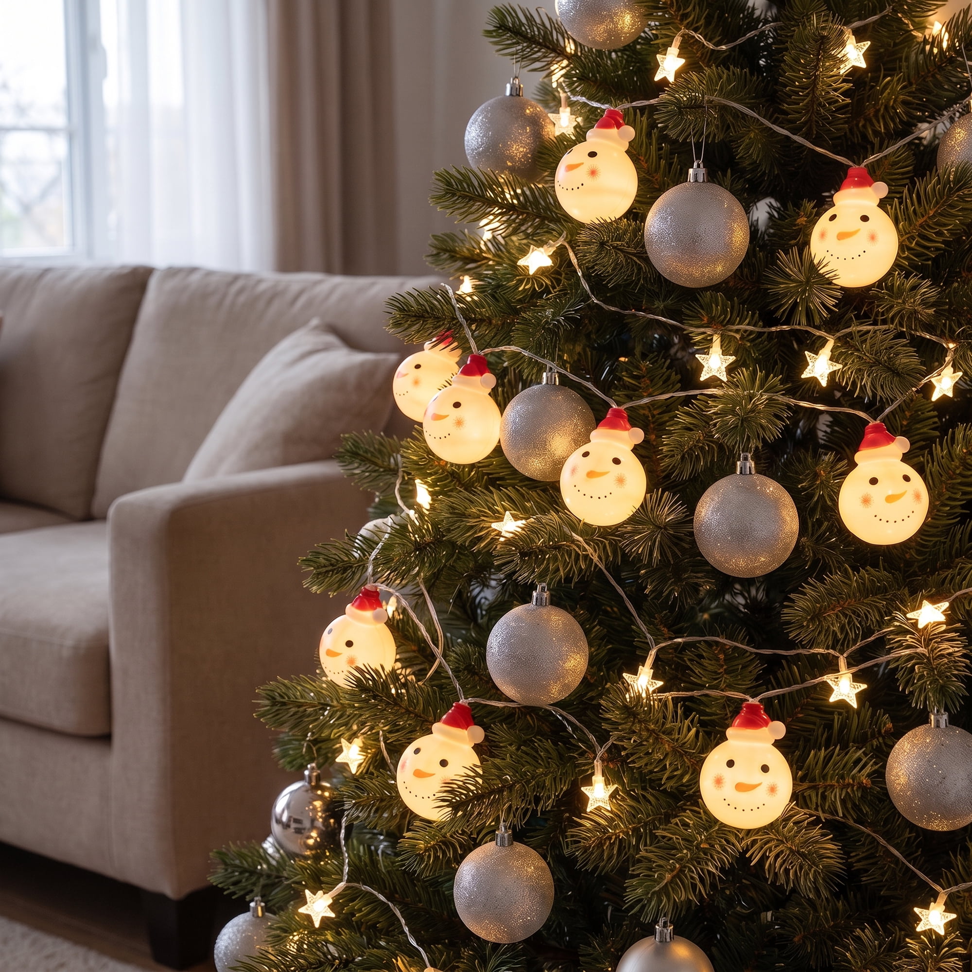 Unique Bargains Fairy Garlands Yuletide Noel Decor Lamps 9.8 ft Snowman USB Powered