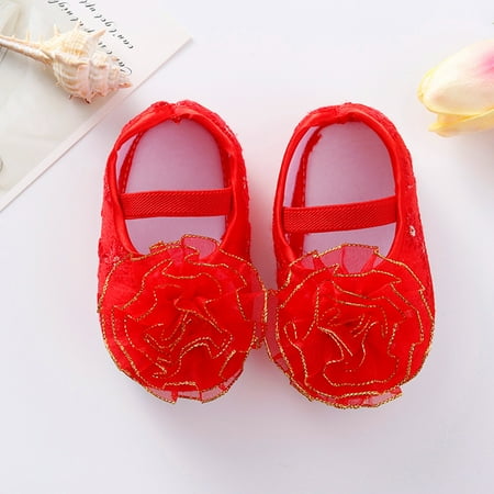 

Cathalem Shoes Girl Shoes Shoes Child Cute Flowers Toddler Soft Little Sole Princess Shoes Baby Kids Slip on Shoes Red 3