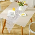 thumbnail image 6 of Btomtd White Hollow Lace Table Runner, Beautiful Flower Table Cloth for Home Dining, Lightweight Table Runners Decoration for Living Room, 45"x14", C, 6 of 6