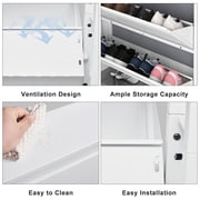 Marcree Shoe Cabinet with 3 Flip Drawers, Metal Entrance Shoe Cabinet Storage for Entryway, Modern Hidden Narrow Shoe Rack Organizer Cabinets Wall Mount for Living Room, Bedroom, Hallway, White