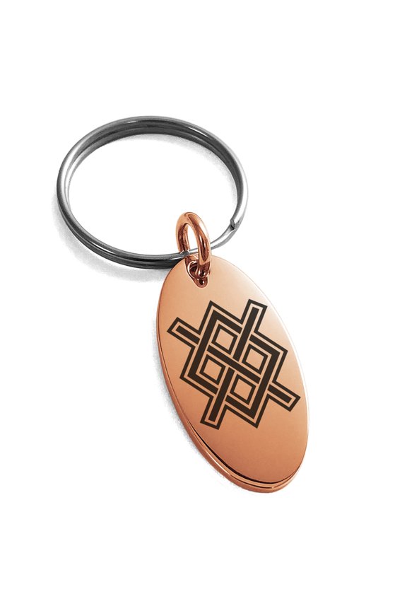 Stainless Steel Gungnir Rune Viking Norse Engraved Small Oval Charm Keychain Keyring