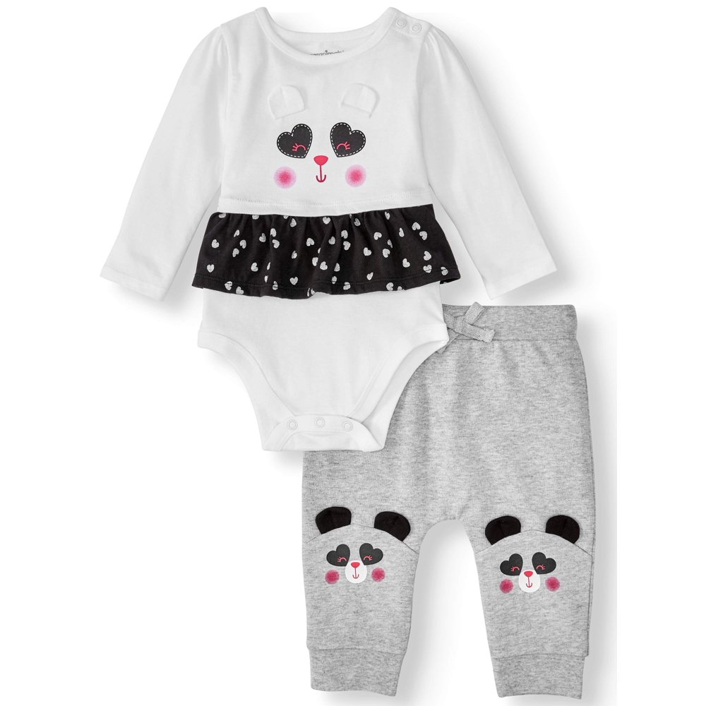 Garanimals Garanimals Baby Girls Long Sleeve Peplum Bodysuit & French
