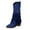 Blue, variant on XIMIN Women Fringe Cowgirl Boots Knee High Boots Embroidered Cowboy Boots Stud Square Toe Mid Calf Western Boots with Chunky Heel Comfort Tall Western Boots