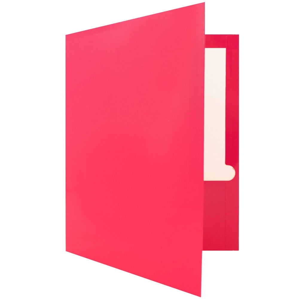 JAM Paper Glossy Two Pocket Folders, Fuchsia Pink, 100/Pack