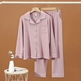 thumbnail image 2 of Pajama Set For Women Long Sleeve Shirt and Pajama Pants Sleepwear Button Down Lapel Pj Sets Soft Loungewear Womens Clothes, 2 of 3