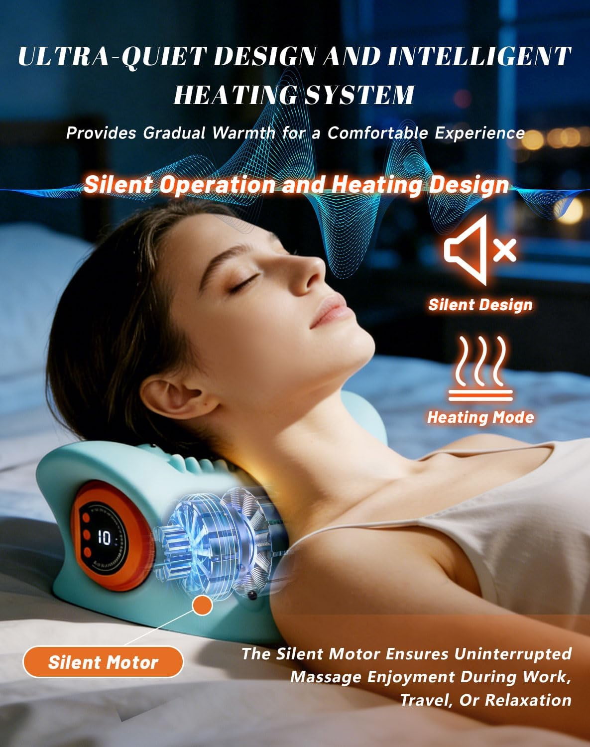 Neckline Massager, 4 In1 Massager, with Heat & Comfortable Stretching, Adjustable Intensity for Neck & Shoulder Relaxation at Home,Office,Travel