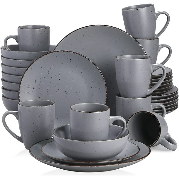 vancasso, Series Moda, 32Piece Porcelain Dinnerware Set, Matte Grey