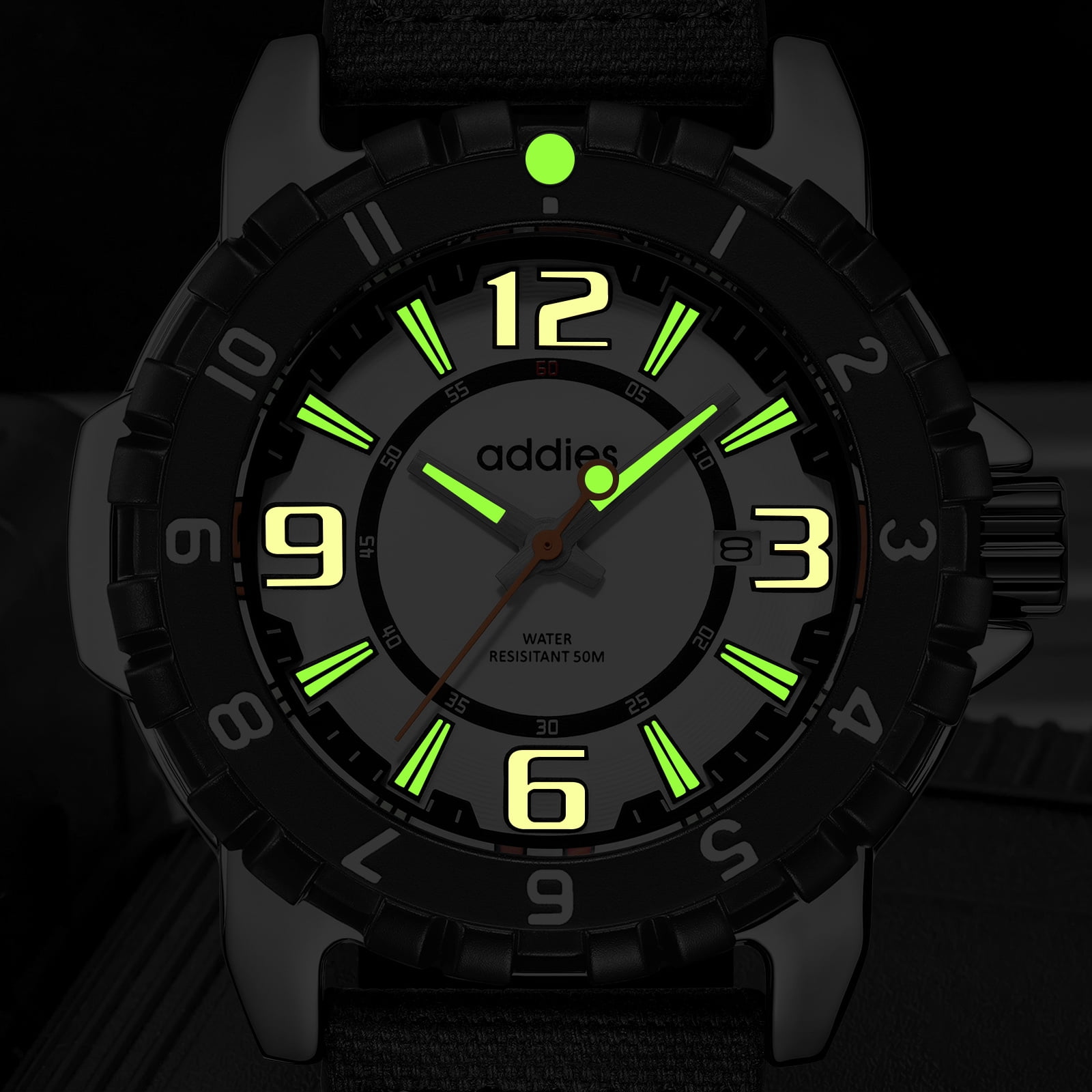 ADDIES Men's Watch, Analog Quartz Watch with 50M Water Resistant, Luminous Dive Style Outdoor Sport Watch for Men