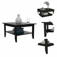 thumbnail image 4 of Modern Jet Black Coffee Table with Shelf, 4 of 6