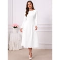 thumbnail image 3 of DARING DIVA Women's Long Sleeve Formal Crewneck A-Line Maxi Dress M White, 3 of 6