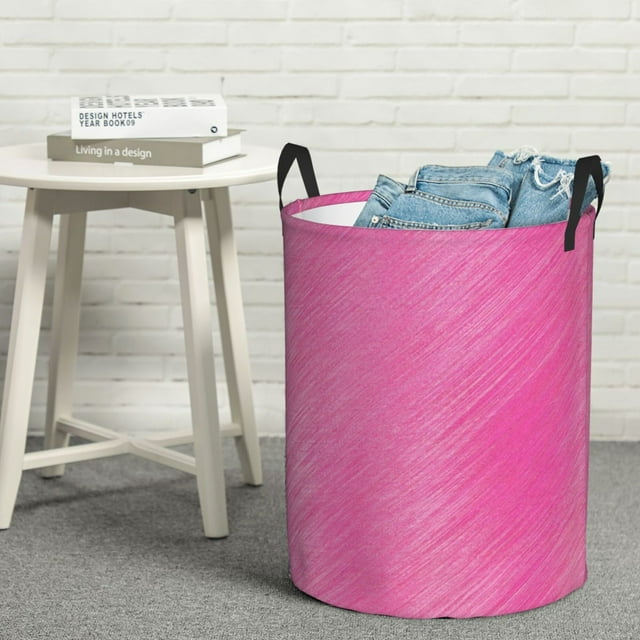 YFYANG Panier à Linge Imperméable, Fond Texturé Rose, Tissu Oxford avec Poignée Pliable, m