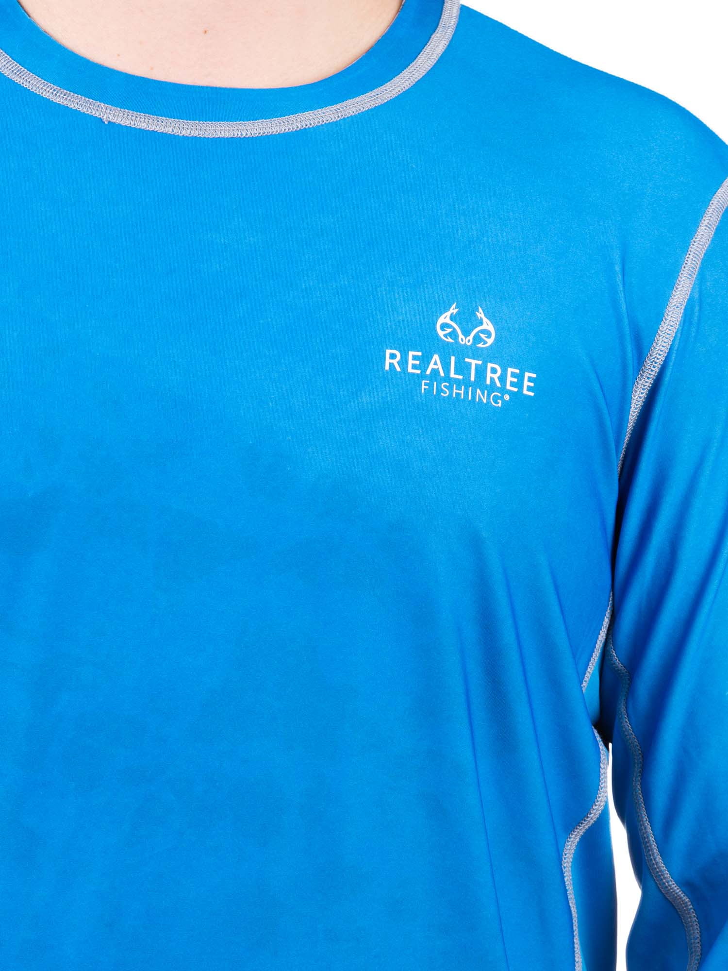 NWT Men's Realtree Fishing Logo Wind Performance Tee T-Shirt Blue SMALL 