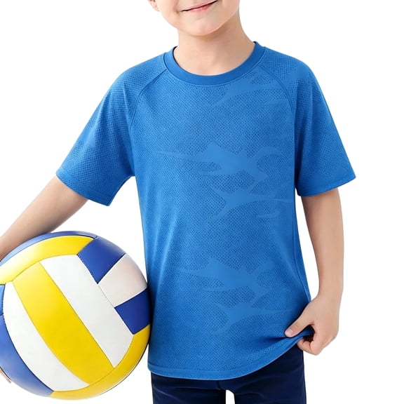 SOFTCCLO Boys Tshirts Short Sleeve Crewneck Solid Color Tops Sport Casual Athletic Comfy Kids T Shirts Size 14-15Y