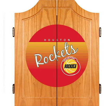Houston Rockets NBA Hardwood Classics Dart Cabinet Set with Darts and Board - Red, Yelow, Black