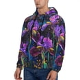 thumbnail image 3 of Wukai Starry Night Iris Field Print Men Hoodies Fleece Sweatshirts Long Sleeve Sweaters Pullover Fall Outfits Winter Clothes-4X-Large, 3 of 7