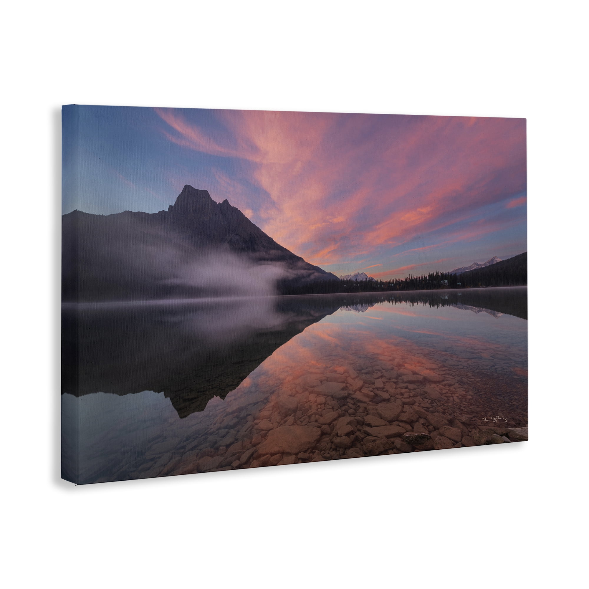 Stupell Industries Emerald Lake Sunset Landscape & Nature Photography Wrapped Canvas Art Print Wall Art, 30 x 20