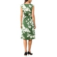 thumbnail image 3 of INSPIRE CHIC Women's Elegant Floral Cowl Neck Cap Sleeve Midi Dress XS Dark Green, 3 of 5
