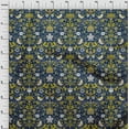 thumbnail image 3 of oneOone Cotton Jersey Navy Blue Fabric Leaves|Bird & Floral Artistic Quilting Supplies Print Sewing Fabric By The Yard 58 Inch Wide, 3 of 4
