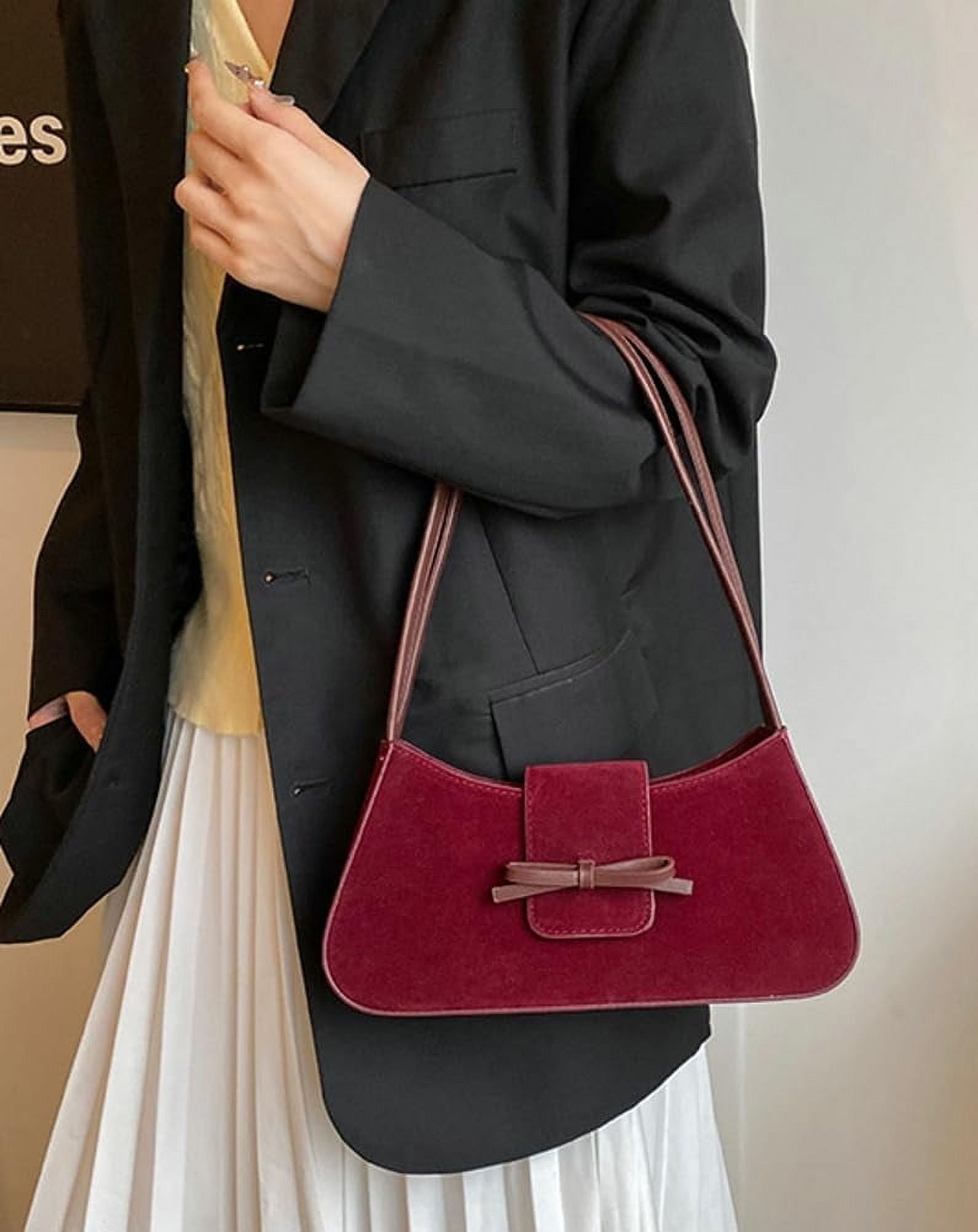 Zhengup Suede Purse Handbag Evening Bag for Women Crescent Satchels Shoulder Bag Crossbody Purse Top-handle Tote Party Shopping