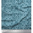 thumbnail image 1 of Soimoi Blue Heavy Satin Fabric Blocks Block Print Fabric by the Yard 56 Inch Wide, 1 of 3