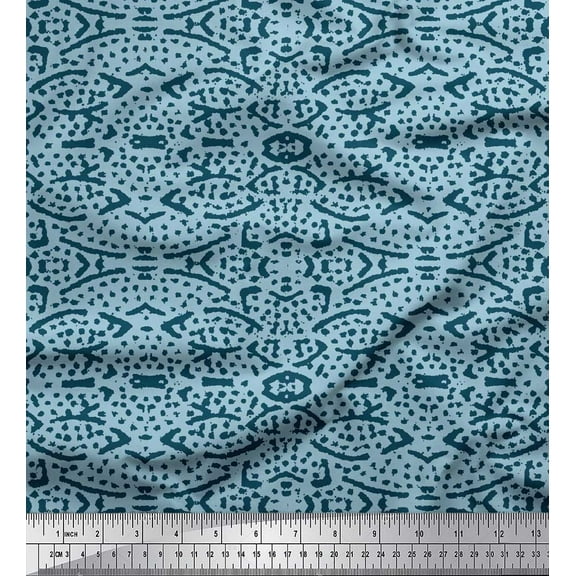Soimoi Blue Viscose Chiffon Fabric Blocks Block Fabric Prints By Yard 42 Inch Wide