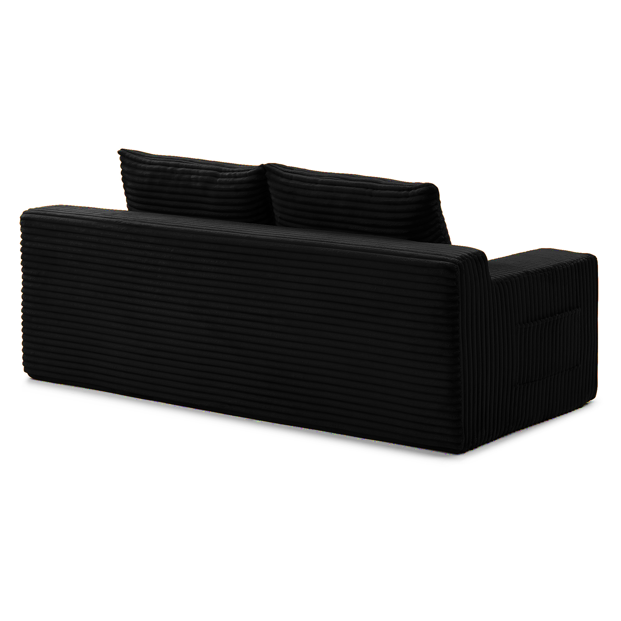 Leumius Convertible Sofa Bed, 3 Seater Boneless Couch,Convertible Folding Floor Mattress Couch with Pull Out Bed,Corduroy Floor Sofa for Living Room Bedroom Lounge,No Assembly Required,Black
