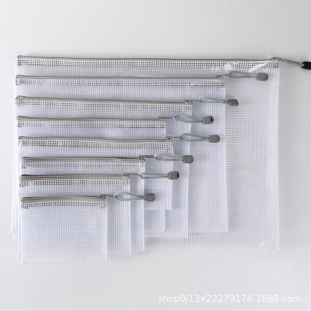 Bolsa de documentos transparente A4, bolsa de malla con cremallera, bolsa gruesa impermeable para tareas de estudiantes, bolsa para billetes A5