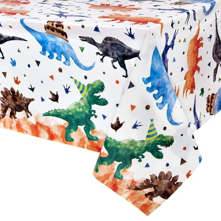 

Watercolor Dinosaur Party Tablecloth - 4 Pack 54 x 108 Dinosaur Party Supplies for Kids Boys Dino Theme Birthday Party Decoration Dinosaur Printed Rectangular Plastic Disposable Table Cover