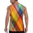 thumbnail image 3 of Easygdp Abstract Watercolors Tartan Men's Tank Top, Sleeveless Muscle T Shirts, Breathable, Quick-Dry, Loose for Gym, Running, Fitness - Large, 3 of 9