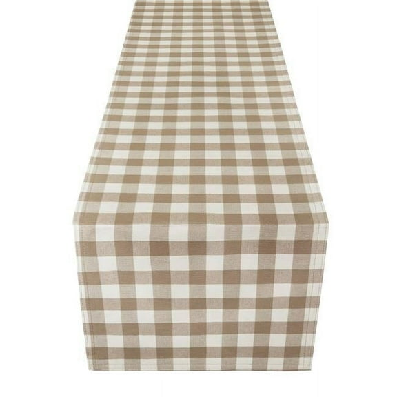 13 x 48 in. Buffalo Check Reversible Table Runner, Taupe