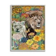 thumbnail image 2 of Industries Lion Couple Behind Tropical Florals Arabesque Pattern Black 24 in x 30 in Framed Painting Art Print, by Stupell Home Décor, 2 of 5