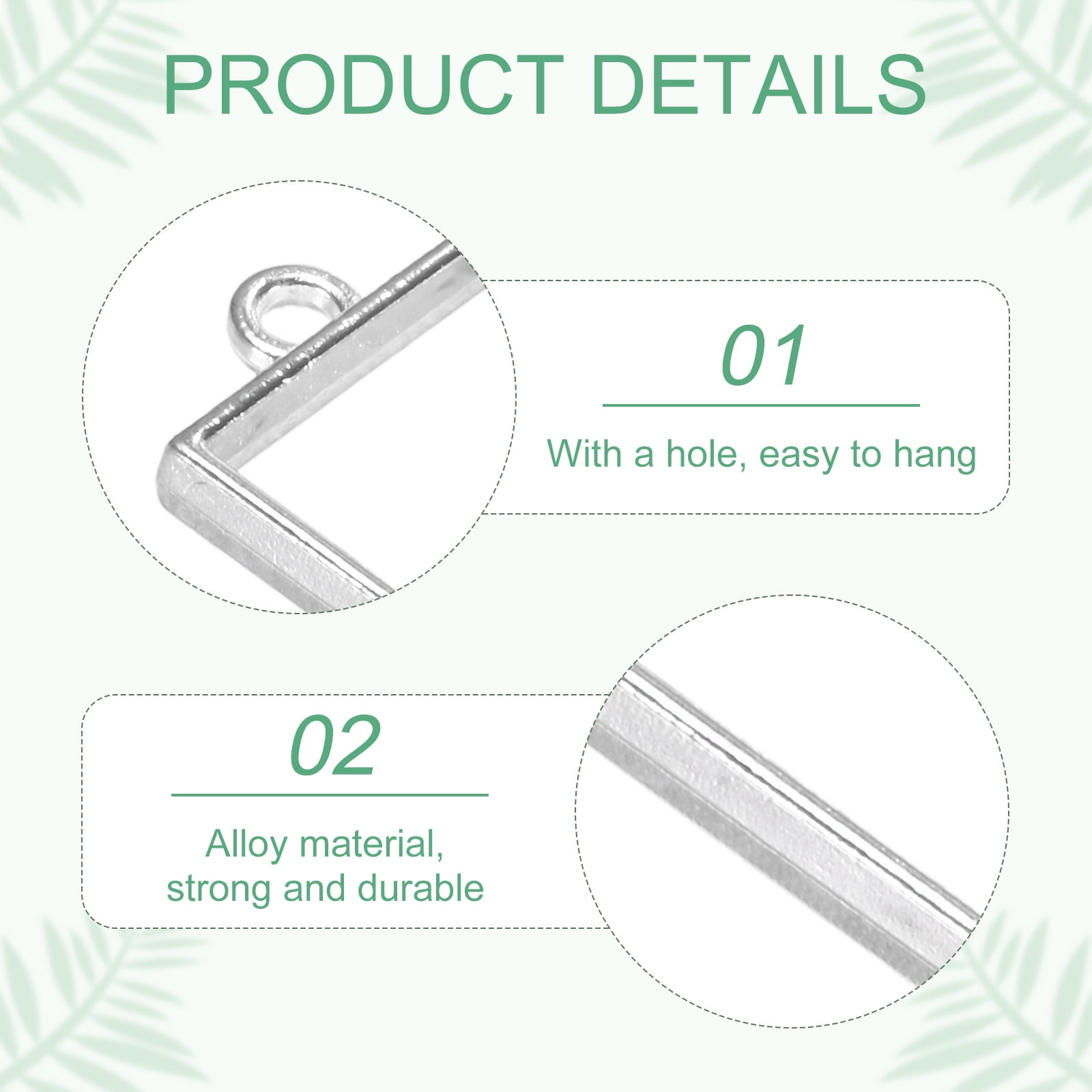 100-Pack Open Bezels for Resin, Rectangle Open Back Bezel Pendants for Resin Jewelry Making/DIY Earrings Necklace, Alloy Hollow Frame Pendants [2 Colors]