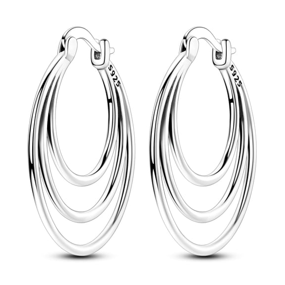NARMO Original 925 Sterling Silver Three-layer Elliptical Line Hoop Earrings for Women Jewelry Making