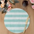 thumbnail image 3 of Aqua Striped Round 15 Inch Placemats Set of 4, Rustic Farmhouse Stripes HeatResistant Non Slip Place Mats for Dining Table, Wipeable Braided Kitchen Table Mats for Housewarming, 3 of 9