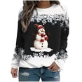thumbnail image 1 of Rbaofujie Pull à Capuche de Noël pour Femmes, Mode Décontractée, Imprimé, Col Rond, Manches Longues, Blouse Ample, Chandails en Molleton Noirs, 1 of 3