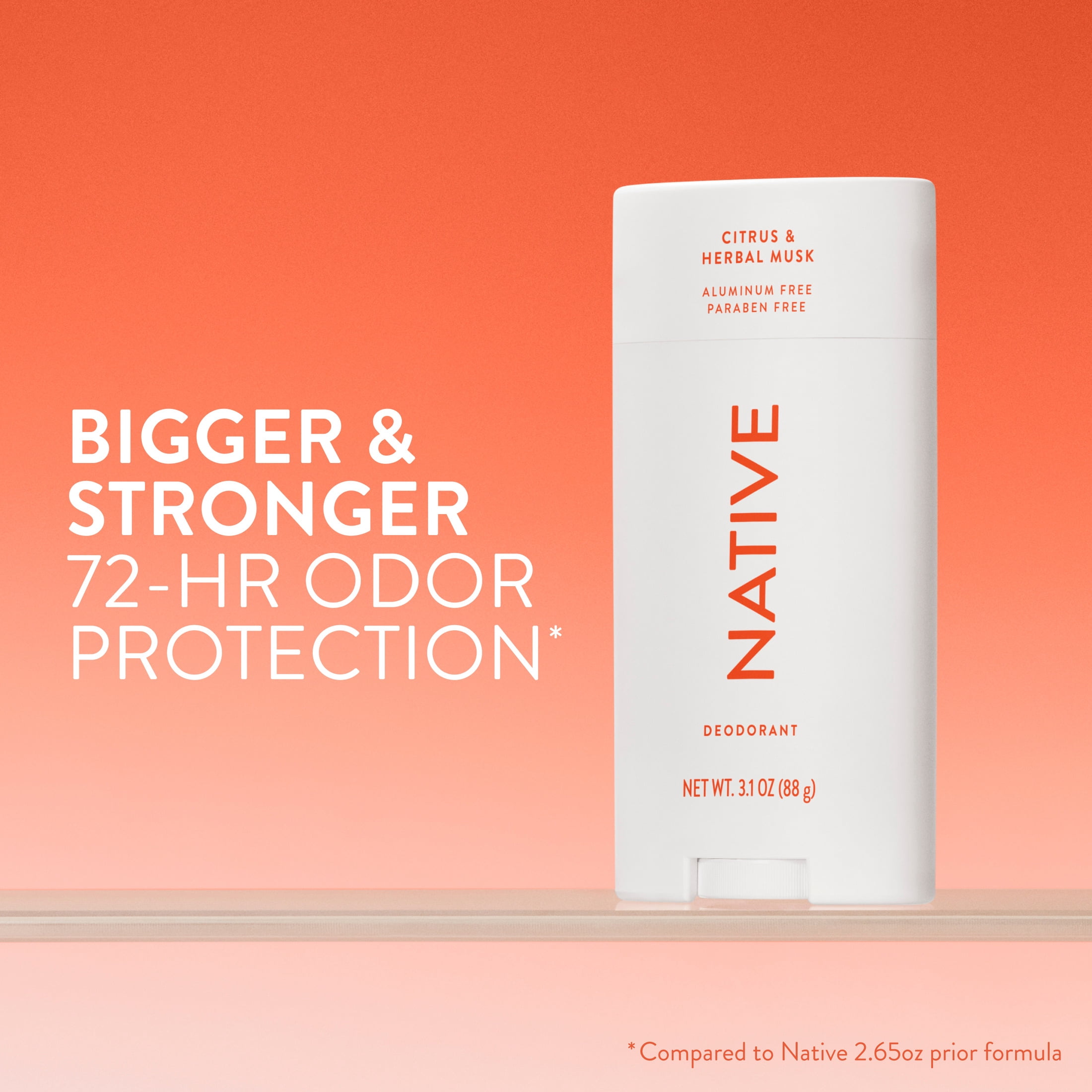 Native Aluminum Free Deodorant For Men, 72 Hour Solid Deodorant Stick, Citrus & Herbal Musk, 3.1oz