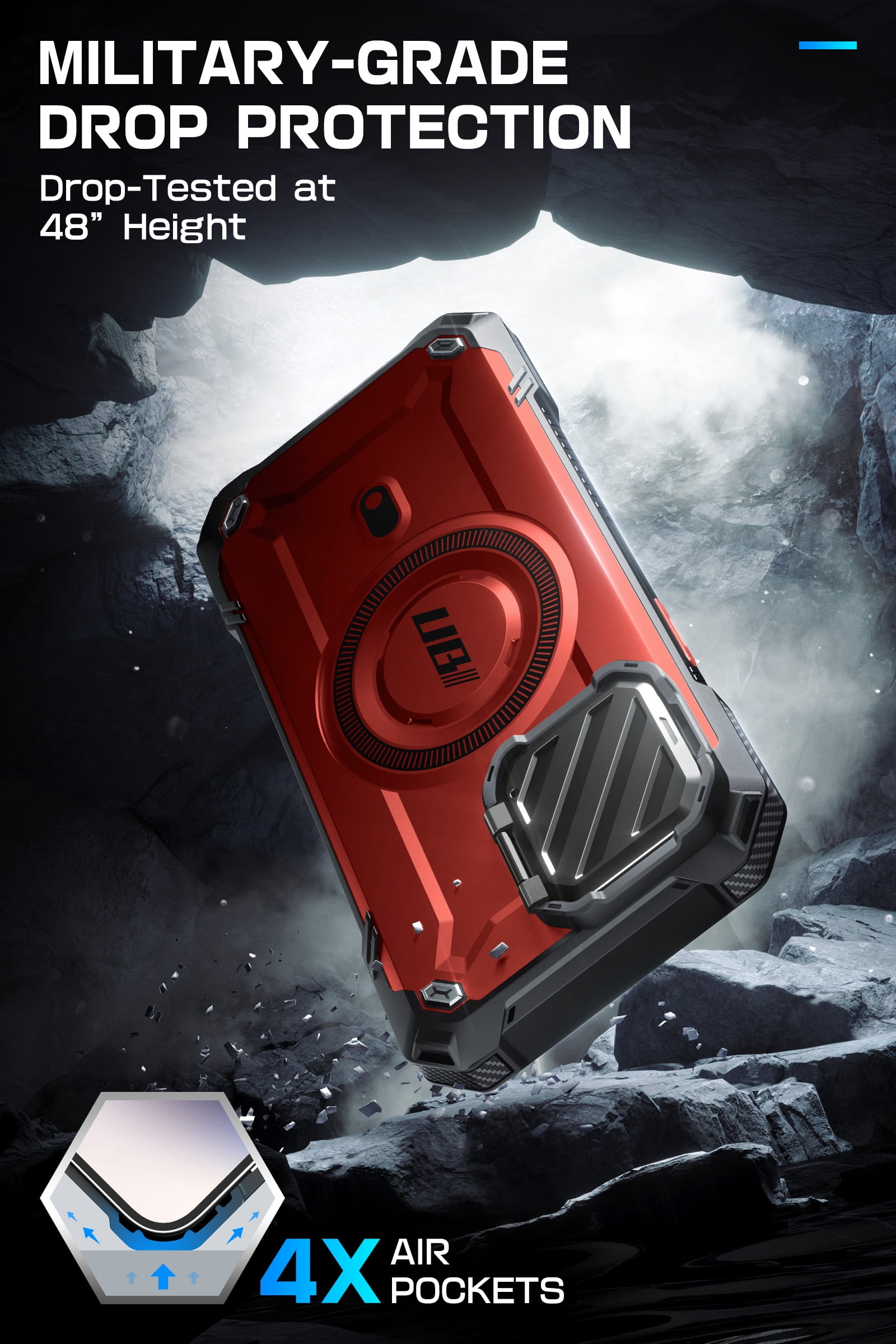 SUPCASE UB Mag XT for iPhone 14 Pro Max/iPhone 13 Pro Max Case with Camera Cover, [Compatible with MagSafe] Full Body Rugged Case with Built-in Kickstand & Belt-Clip (Ruddy)