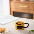 thumbnail image 3 of Shipiny Cat Stacking Ceramic Mugs - Relief Design with English Letters, Large Handle Coffee Cups, Cute Home Kitchen Drinkware, Orange, 3 of 8