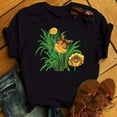 thumbnail image 1 of T-shirt Mode Imprimé Fleur Papillon pour Femmes Manches Courtes Décontracté Haut Graphique, 1 of 7
